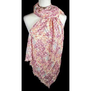 Warm Tone Floral Rainbow Print Lightweight Scarf
